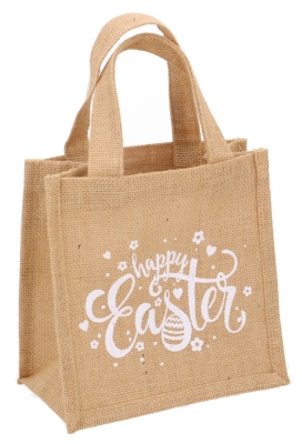 Paastasje Jute Happy Easter & Hengsels 20x10x20cm 10stuks