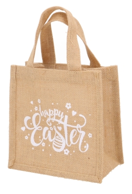 Paastasje Jute Happy Easter & Hengsels 20x10x20cm 10stuks