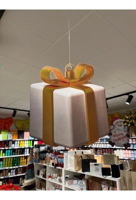 Decoratie Grote Etalage Kado Met Goud Lint 42x48cm 1 stuk