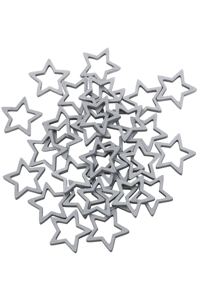 Houten Decoratie Stars Zilver 3cm 100stuks