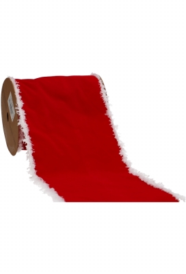 Cadeaulint Enkel Zijde Velvet Rood Met Witte Rand 140mm x 10meter