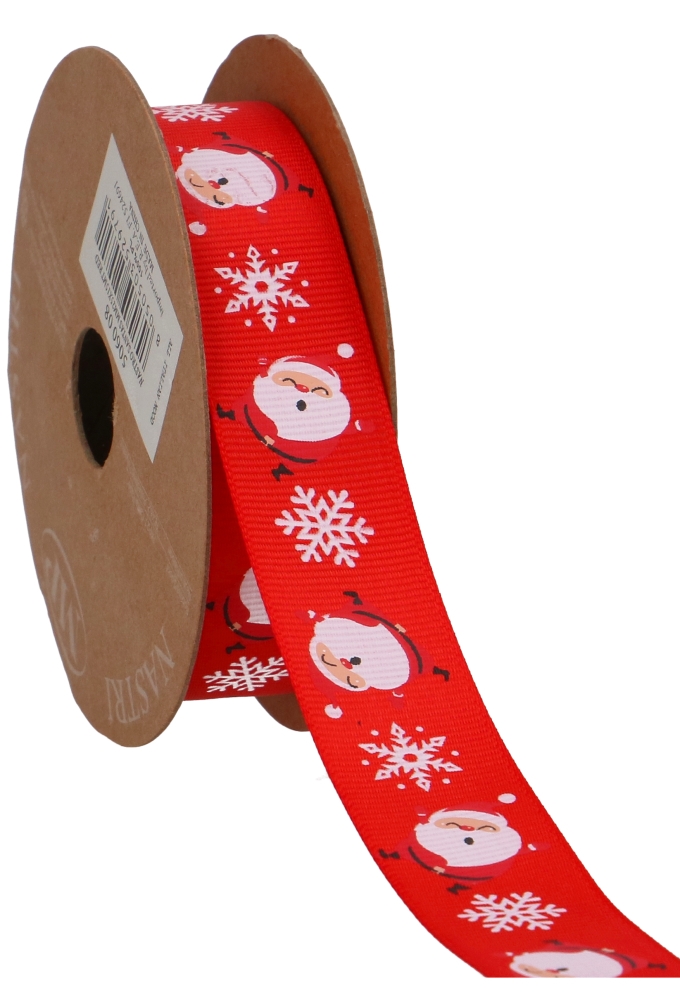 Kadolint Satijn Mat Santa Claus And Snow Rood 25mm x 15meter