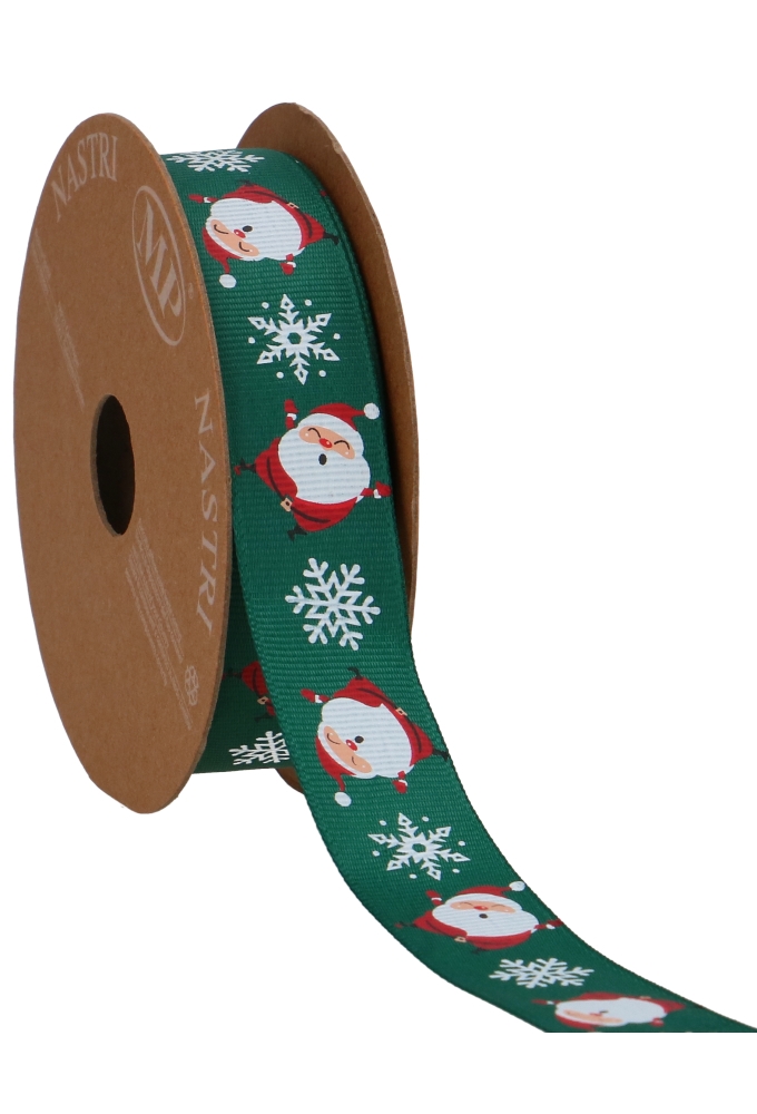 Kadolint Satijn Mat Santa Claus and Snow Groen 25mm x 15meter