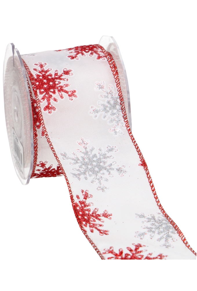 Luxe Kadolint & IJzerdraad Snow Metallic Rood & Zilver 63mm x 10meter