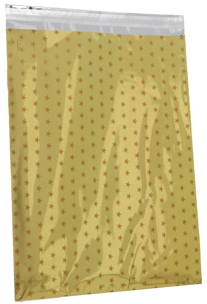 Kerstzakjes Folie Mita Plakstrip Gold Stars Shine 25x33.5+3cm 100stuks