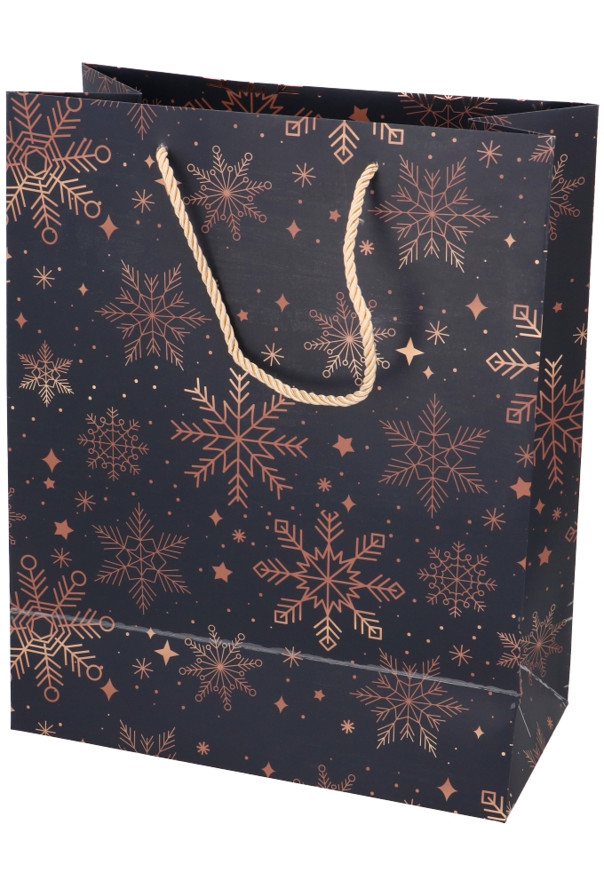 Kersttasjes Groot Snow Gold Dark Blue 26.5x13.5x32.5cm 10stuks