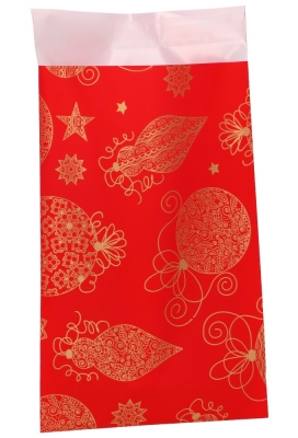 Kerstzakjes Folie Mita Plakstrip Kerst Magie Rood 12x18.5+3cm 100stuks