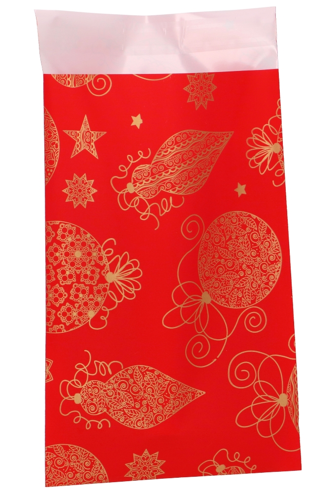 Kerstzakjes Folie Mita Plakstrip Kerst Magie Rood 12x18.5+3cm 100stuks