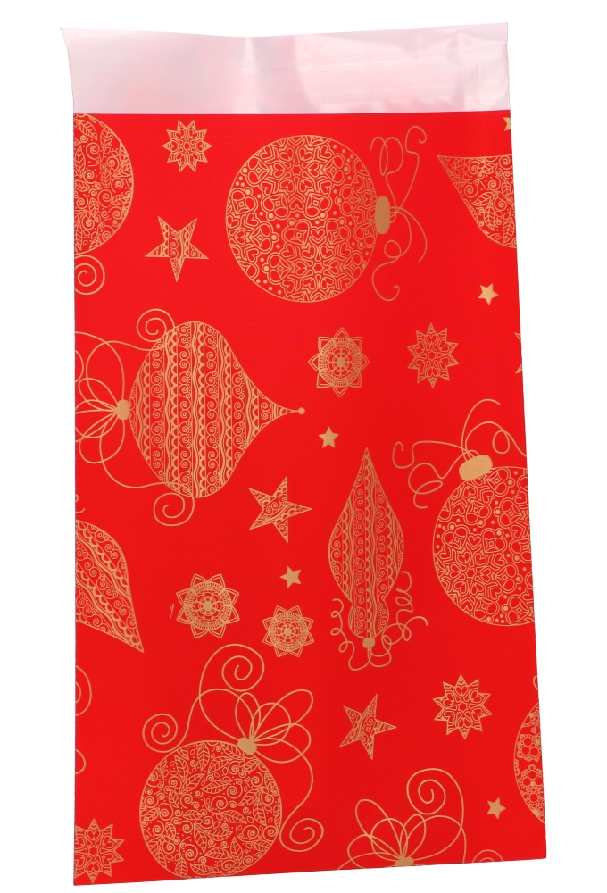 Kerstzakjes Folie Mita Plakstrip Kerst Magie Rood 15x23.5+3cm 100stuks