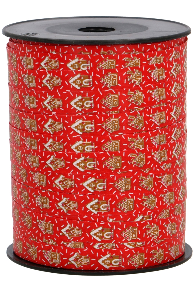 Kerst Krullint Koekhuisjes Rood 10mm x 250 meter OP IS OP
