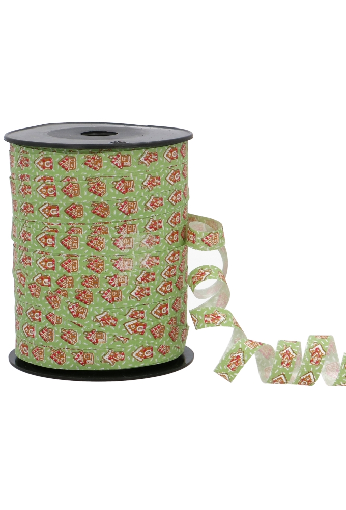 Kerst Krullint Koekhuisjes Groen 10mm x 250 meter OP IS OP