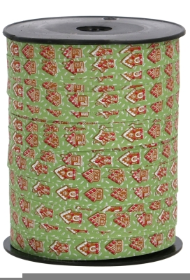 Kerst Krullint Koekhuisjes Groen 10mm x 250 meter OP IS OP Kerst Krullint Koekhuisjes Groen 10mm x 250 meter OP IS OP