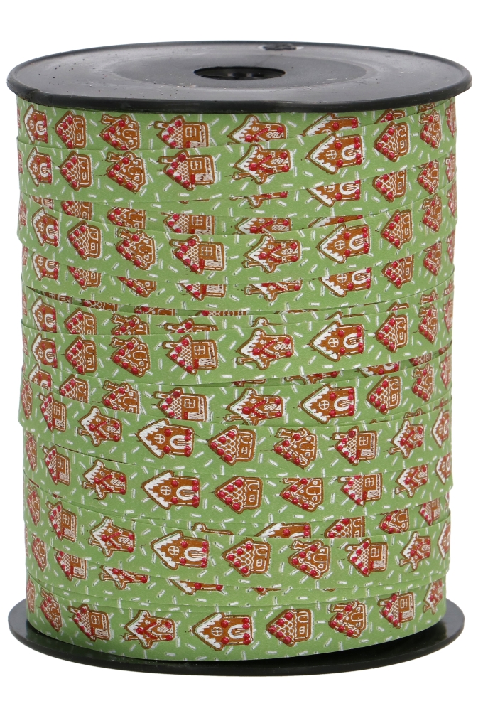 Kerst Krullint Koekhuisjes Groen 10mm x 250 meter OP IS OP