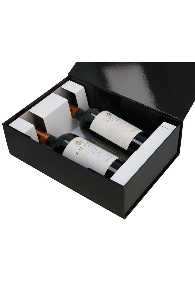 Wijn Magneetdozen New York FSC® Zwart Glans 33x22x10cm Inlay 2fl 25t