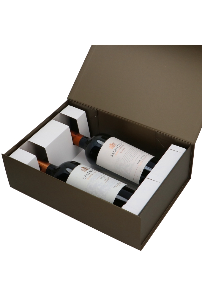 Wijn Magneetdozen New York FSC® Taupe 33x22x10cm Inlay voor 2fl 25st