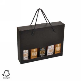 Bierverpakking Zwart Lino 5 Flesjes & Koord FSC® 50stuks Bierverpakking Zwart Lino 5 Flesjes & Koord FSC® 50stuks