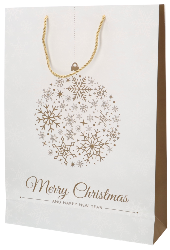 Luxe Kersttasjes Jumbo Merry Christmas Golden Ball 33x10x45.5cm 10st