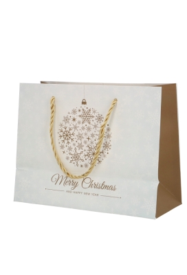 Kersttasjes Medium Merry Christmas Golden Ball 23x10x17.5cm 10stuks