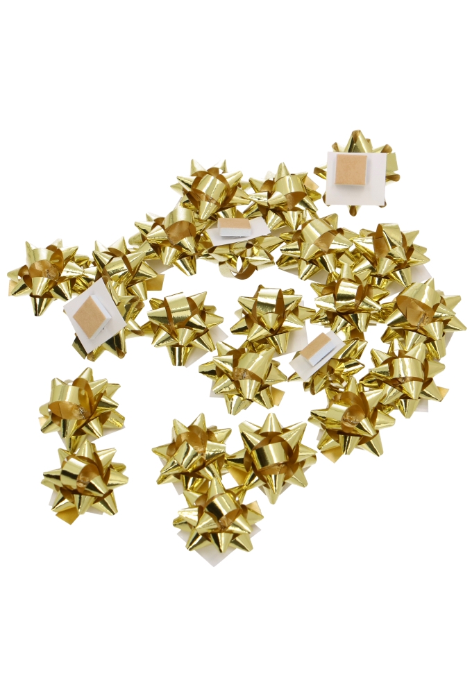 Mini Bows Strik Rond 25mm Goud met Plakker 100stuks