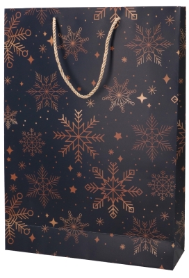 Kersttasjes Jumbo Snow Gold Dark Blue 33x10x45.5cm 10stuks