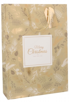 Luxe Kersttasjes Jumbo Merry Christmas Dennetak 33x10x45.5cm 10stuks