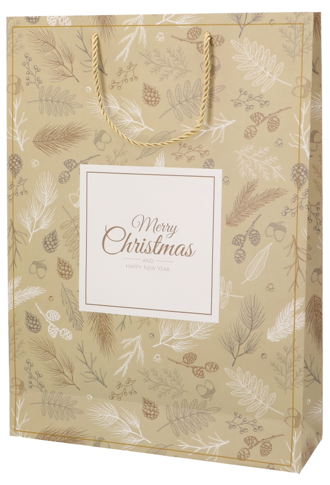 Luxe Kersttasjes Jumbo Merry Christmas Dennetak 33x10x45.5cm 10stuks