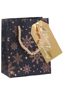 Kersttasjes Klein Snow Gold Dark Blue 11x6.5x14.5cm 10 stuks