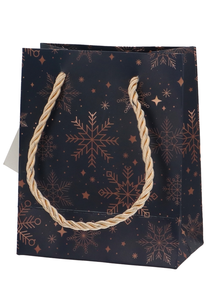 Kersttasjes Klein Snow Gold Dark Blue 11x6.5x14.5cm 10 stuks