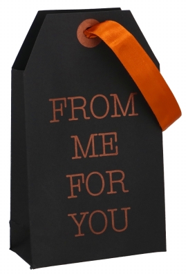 Geschenktasjes Carta Regalo Black From Me For You 14.5x6.5x24.5cm 12st