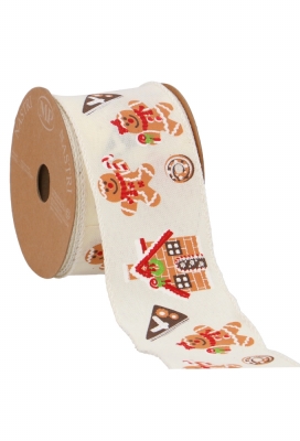 Luxe Kerstlint Gingerbread Met IJzerdraad 63mm x 10meter