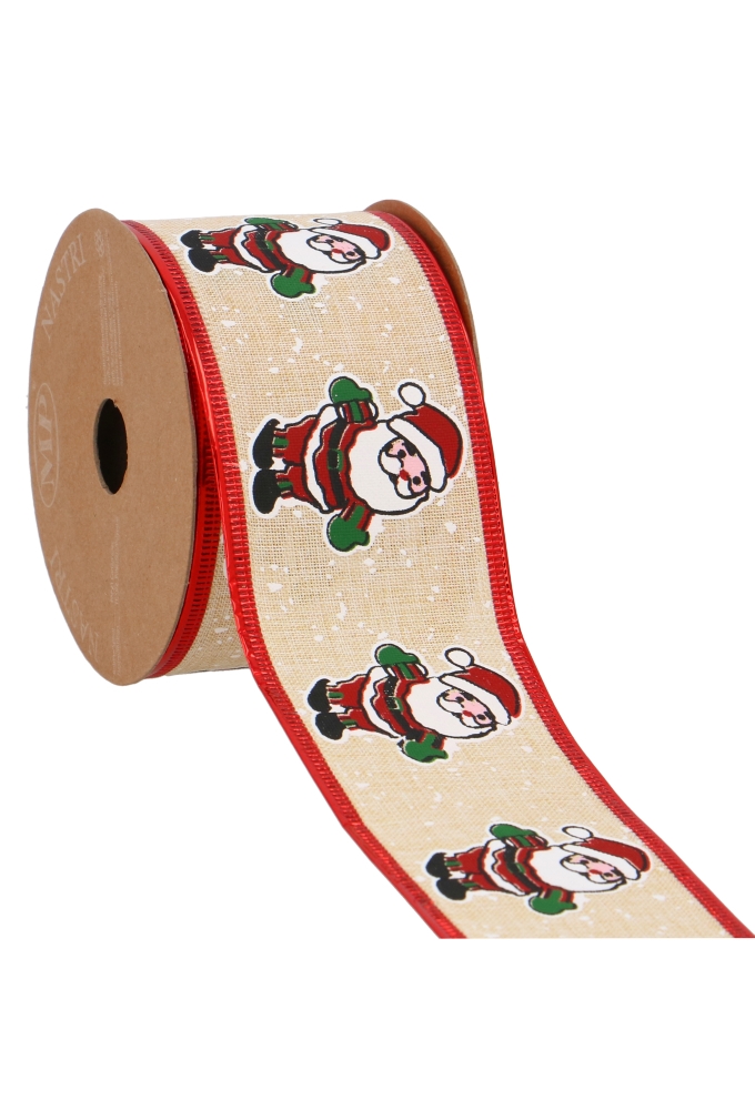 Luxe Kerstlint Kerstman Met IJzerdraad 63mm x 10meter