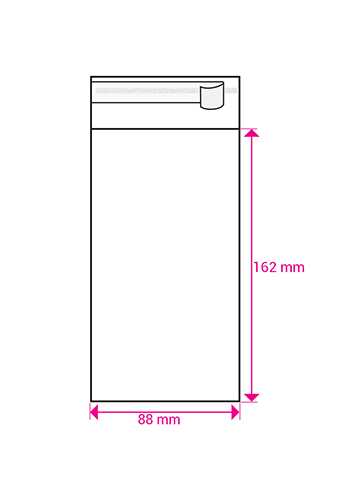 Cellofaan Zakjes Transparant Met Plakstrip 162x88mm 100stuks