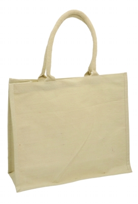 Luxe Draagtas Duco Gebroken Wit Jute Katoen Bigshopper 40x15x35cm 50st