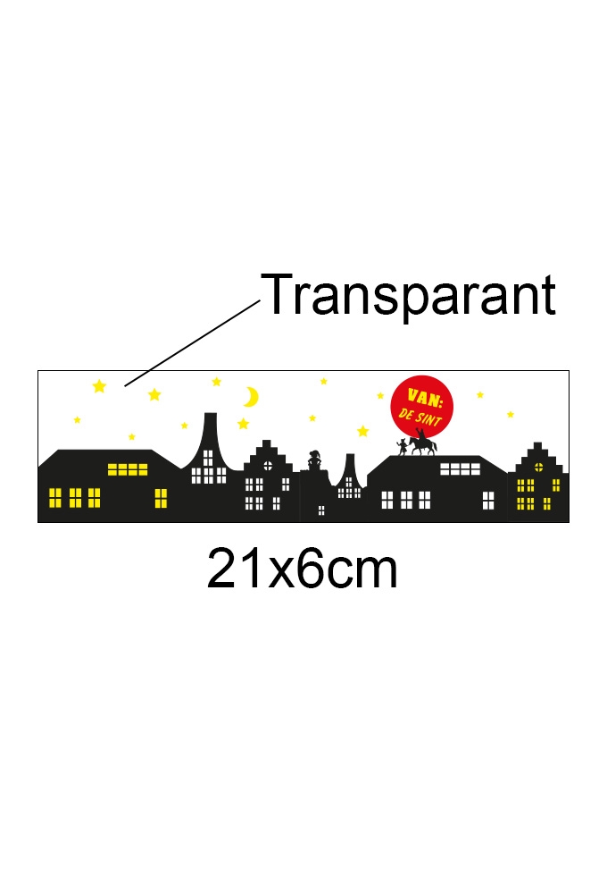 Transparante Sintetiketten Van De Sint 21x6cm 20stuks