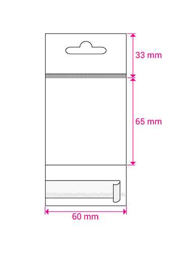 Cellofaan Zakjes Transp. & Wit Euroslot & Plakstrip 65x60mm 500stuks