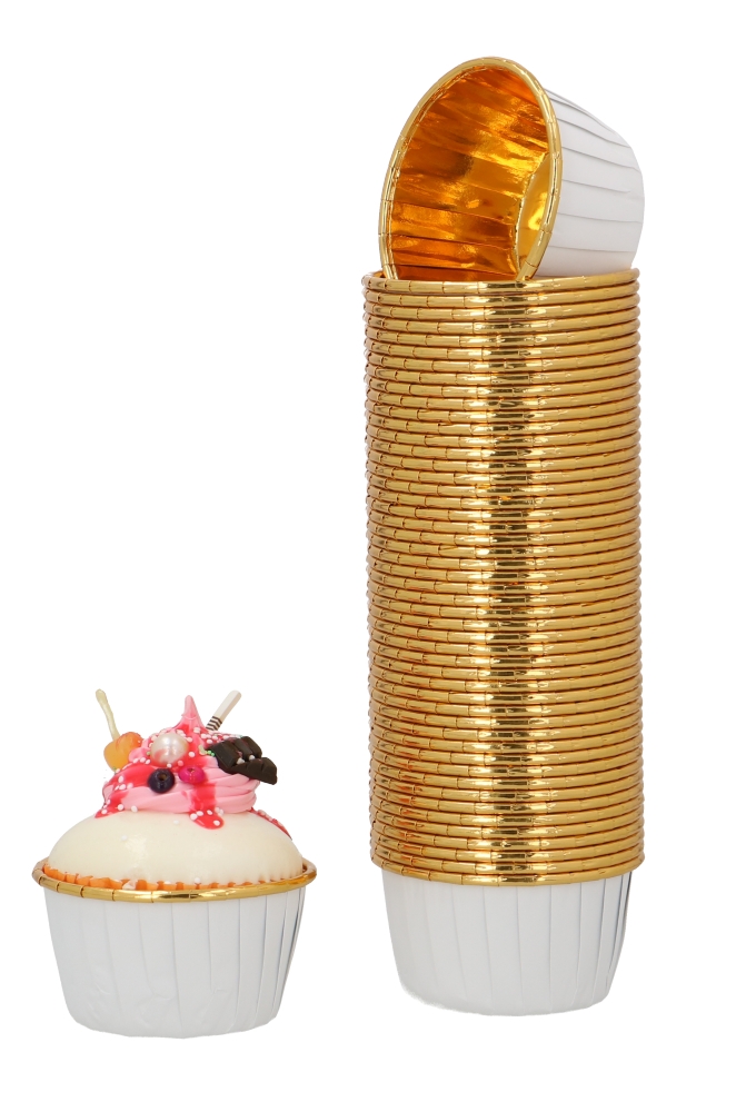 Cupcake Cups Blush Gold Round White 6.8x3.5cm 50stuks