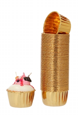 Cupcake Cups Blush Gold Round Gold 6.8x3.5cm 50stuks