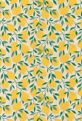 Cadeaupapier Gras Little Lemon Yellow & Groen 50cm x 200meter