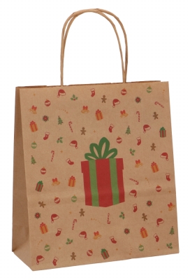 Papieren Kersttas Kraft Kerstkado A5 19x8x21cm 50stuks Papieren Kersttas Kraft Kerstkado A5 19x8x21cm 50stuks