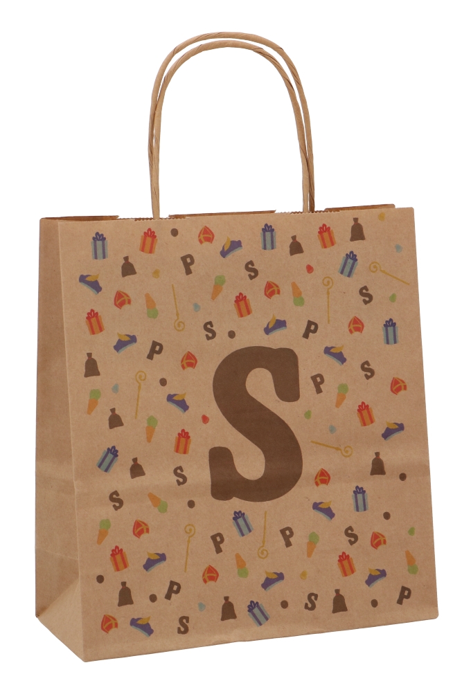 Papieren Draagtas Kraft Sint Letter A5 19x8x21cm 50stuks