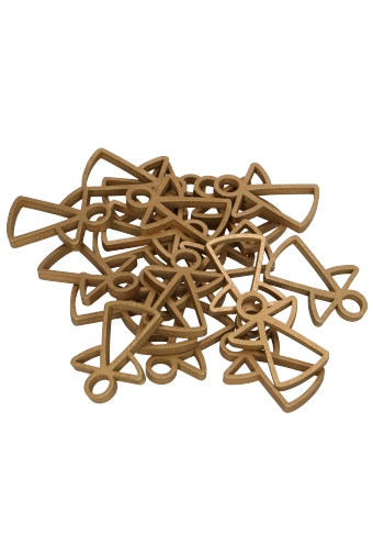 Houten Decoratie Engel Open Goud Hanger 6cm 100stuks Houten Decoratie Engel Open Goud Hanger 6cm 100stuks