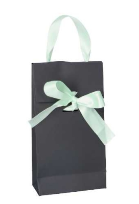 Kadotasjes Pisa Black & Mint Groen Met Satijnlint 10x6x22cm 7stuks