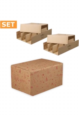 Wijnverzenddoos Xmas 6-fl & Interieur 40x28x22cm 20stuks