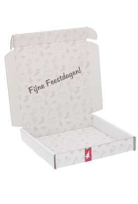 Brievenbusdoos Fijne Feestdagen Vierkant 17.5x17.5x2.8cm  10stuks