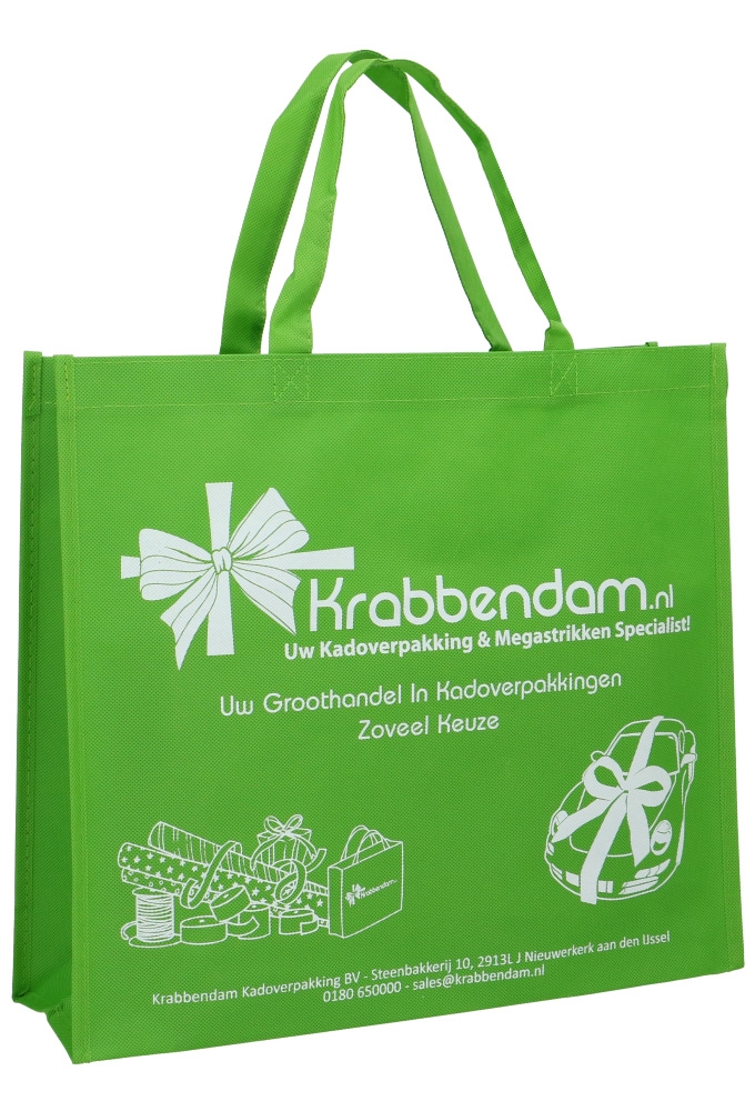 GRATIS Nonwoven Bigshopper Tas Groen Krabbendam.nl 40x12x35cm