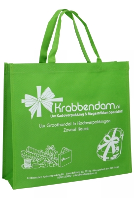 GRATIS Nonwoven Bigshopper Tas Groen Krabbendam.nl 40x12x35cm