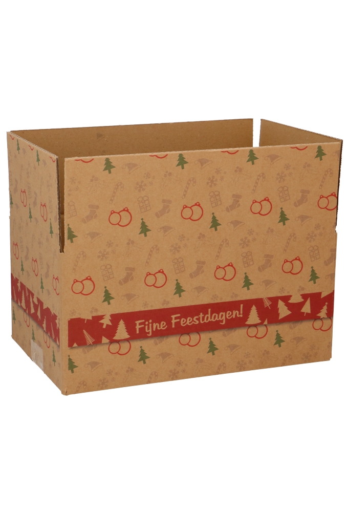 Kerstpakketdozen Fijne Feestdagen Kraft 31x20x14cm 30stuks