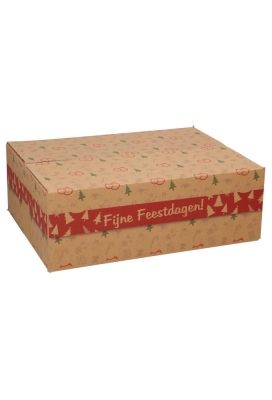 Kerstpakketdozen Fijne Feestdagen Kraft 39x29x13cm 15stuks