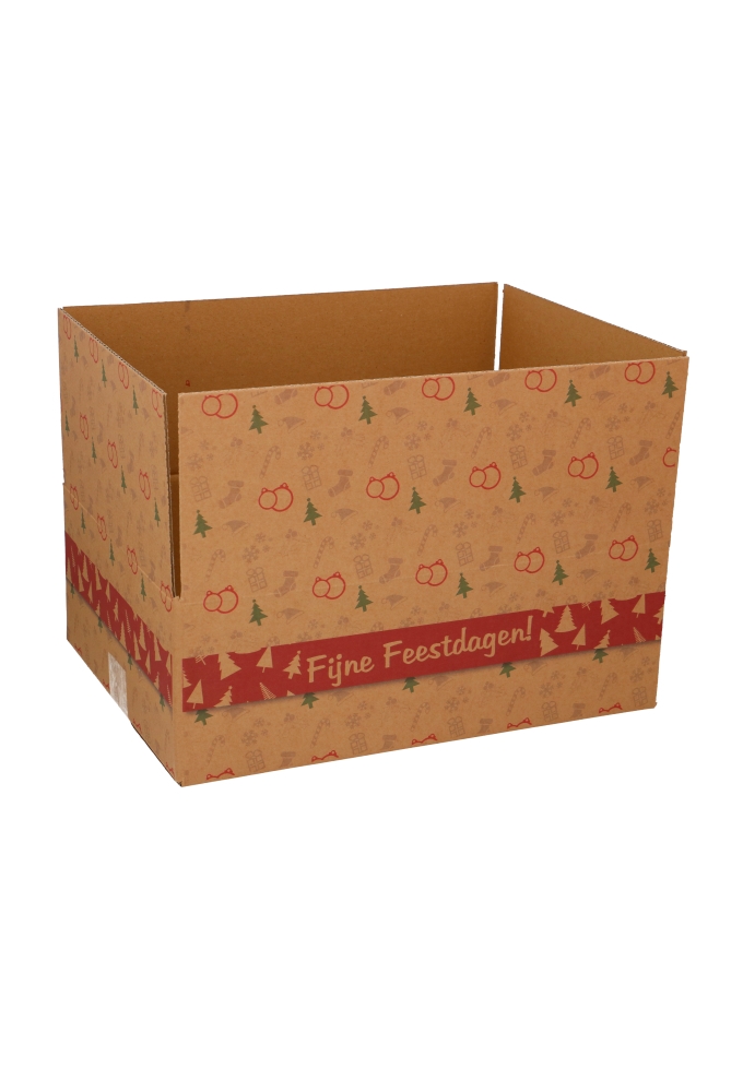 Kerstpakketdozen Fijne Feestdagen Kraft 39x29x13cm 15stuks