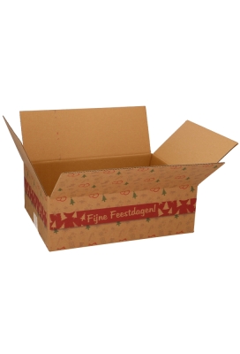 Kerstpakketdozen Fijne Feestdagen Kraft 39x29x13cm 15stuks